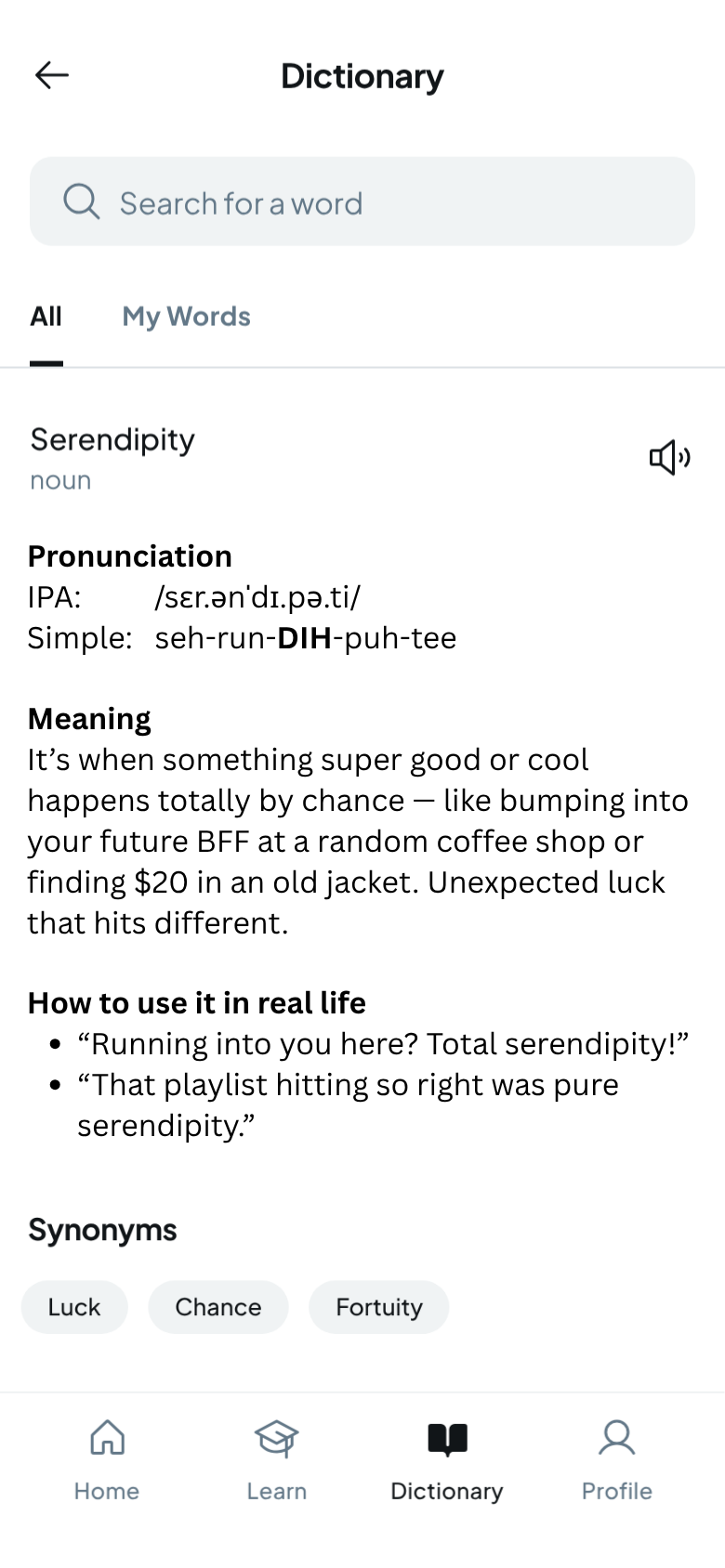 reinvent dictionary feature